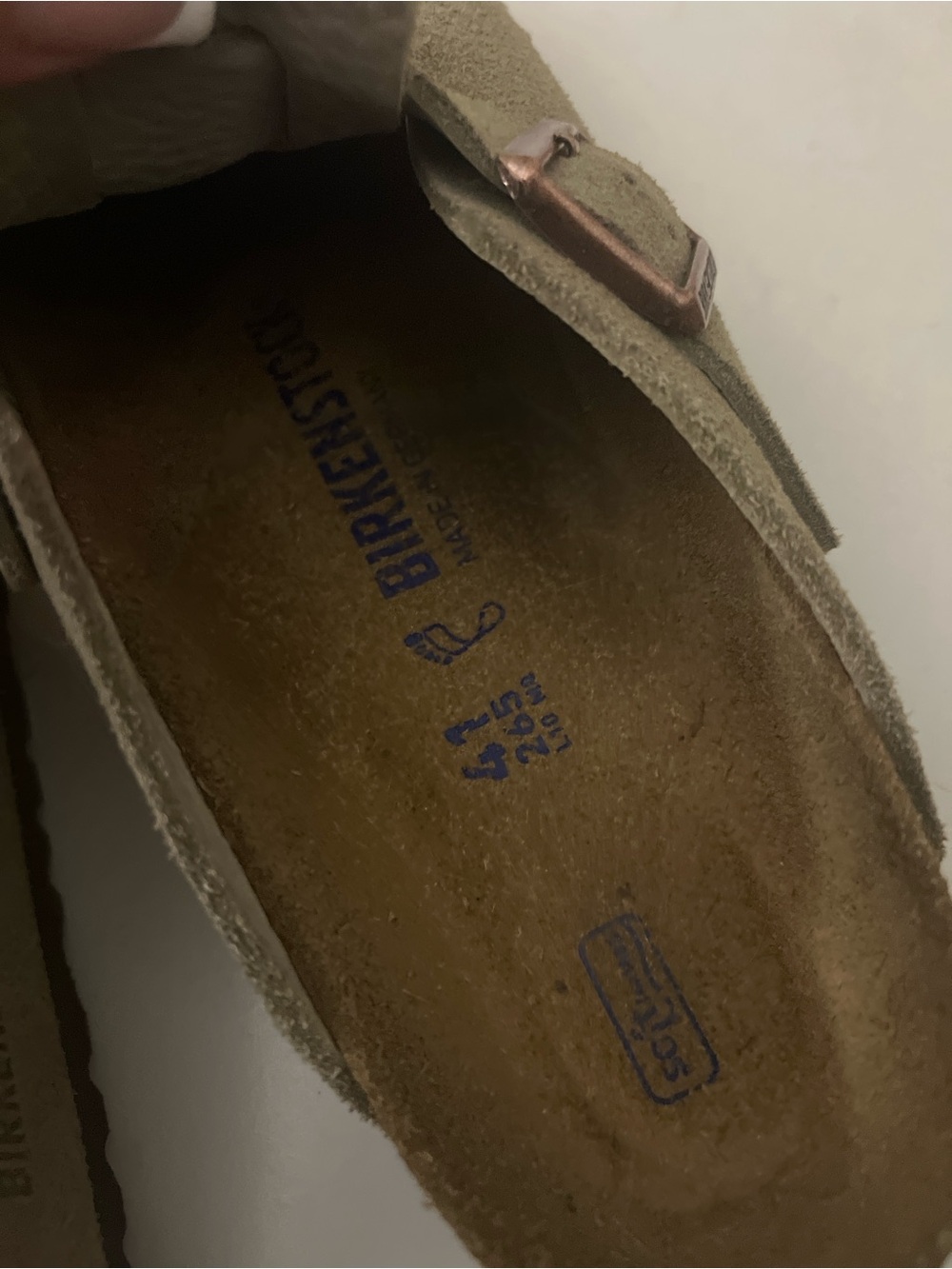 Birkenstock Suede Single-Buckle Footbed Sandal in Taupe